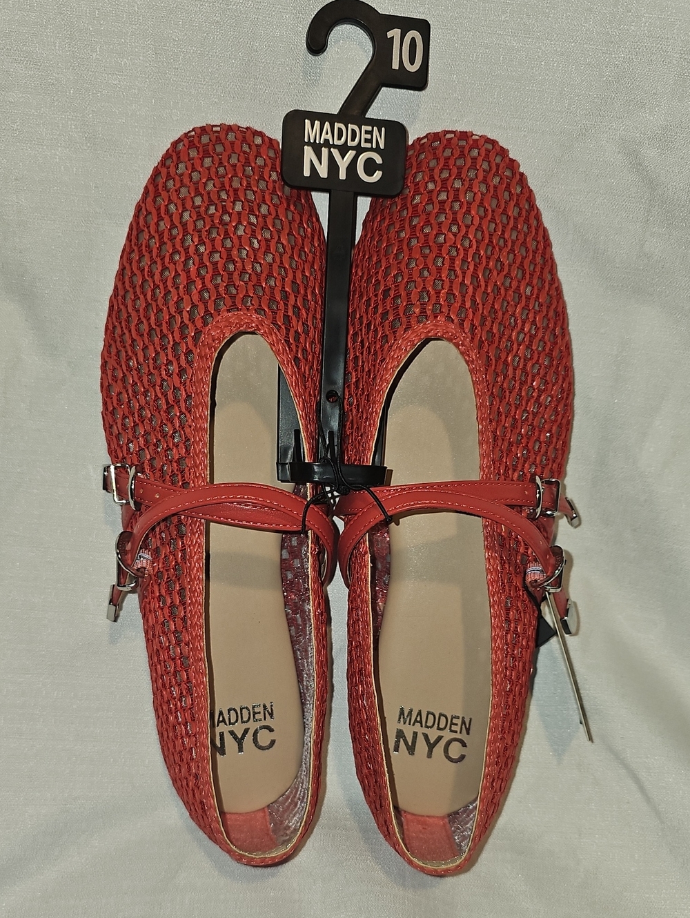 Madden NYC Women's Woven Ballet Flats Size 10 Red New